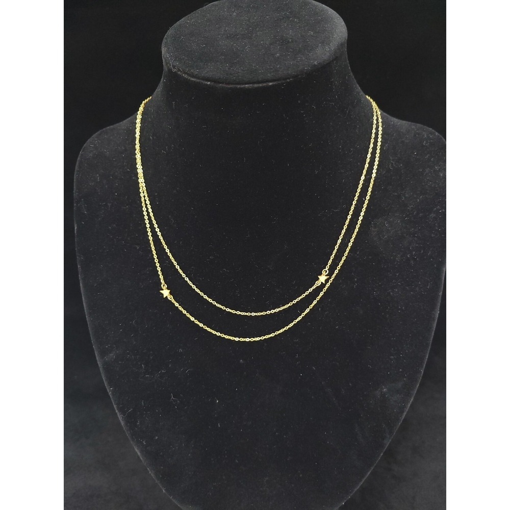 jzj Jennifer‎ Zeuner Gold Tone Double Chain Star Station Signed Elegant Necklace